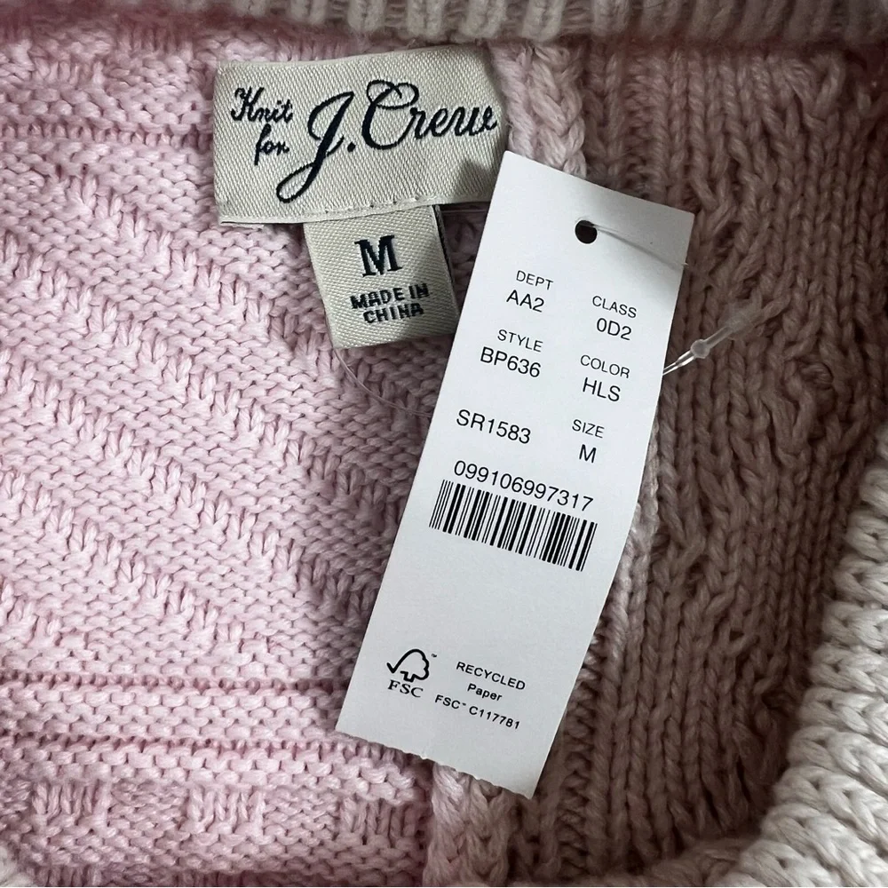 J. CREW Heritage Patchwork Cotton Cable-knit Sweater NWT